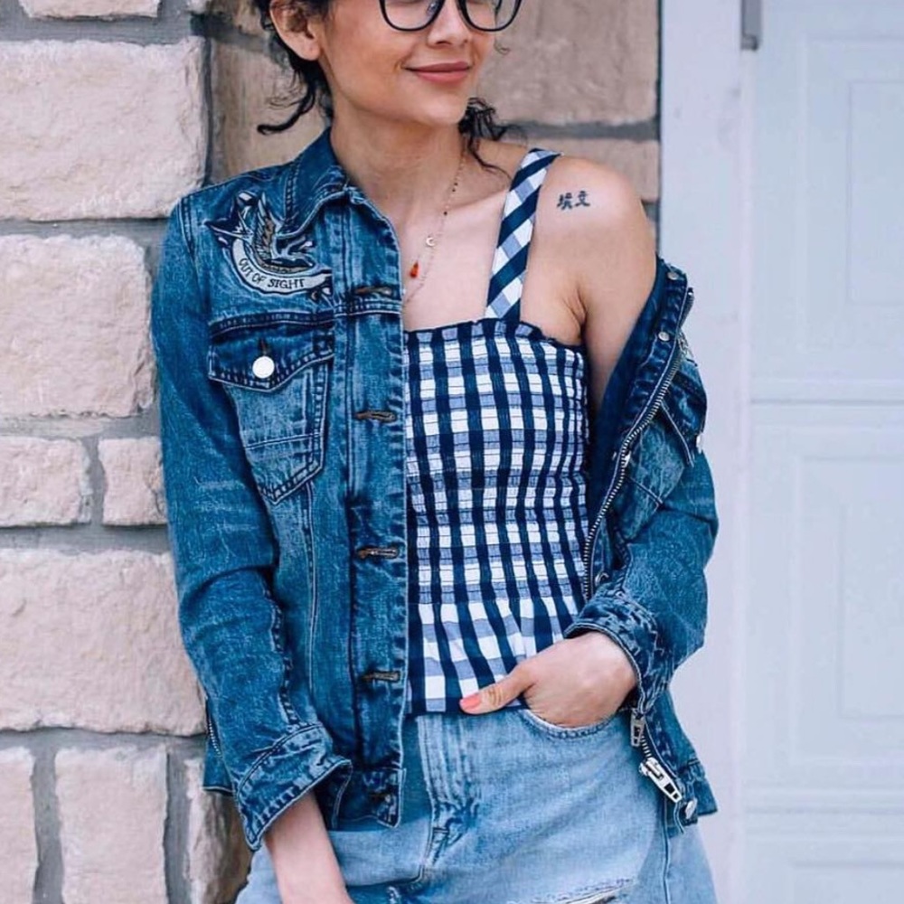 Smocked gingham tank crop top